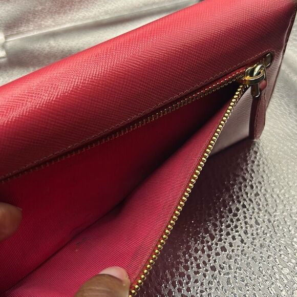 Prada Bow Front Logo Continental Long Wallet Hot Pink Leather Preppy Barbiecore - Picture 13 of 13